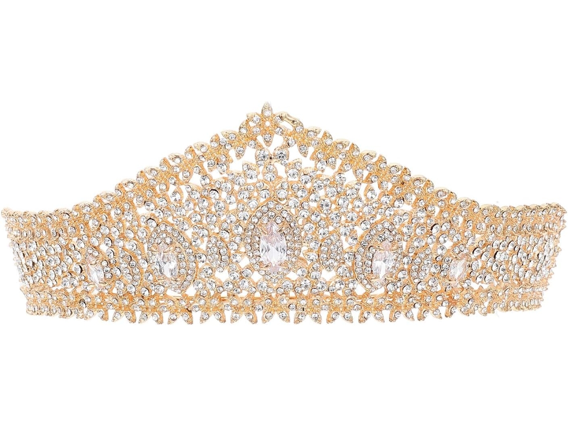 Nuobesty Coroa De Casamento Leve Com Strass, Tiara Elegante, Acessório De Cabelo Em Ouro Branco Para Casamento.