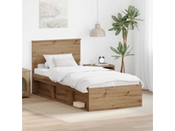 Vidaxl Estrutura da Cama com Cabeceira Carvalho Artesanal 90 X 190 Cm