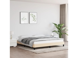 Estrutura De Cama Sem Colchão 160x200 Cm Tecido Cor Creme