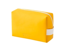 Bolsa De Viagem De Mulher Zíper Maquiagem Pele Amarelo (18.5x14.5x5cm)