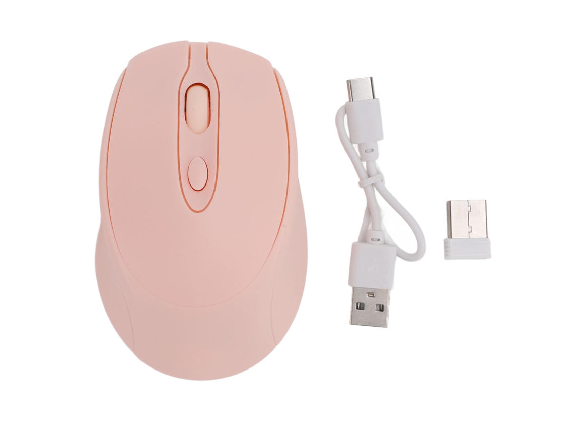 Rato Sem Fio Bluetooth 5.0 2.4g Dual Mode com Receptor Usb Recarregável Silencioso Rosa para Pc Laptop | S/MARCA