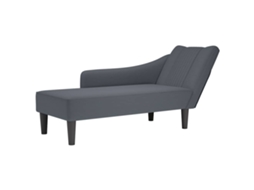Vidaxl Chaise Lounge Com Apoio De Braço Direito Veludo Cinzento Escuro