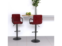 Vidaxl Bancos De Bar 2 Pcs Veludo Vermelho Tinto