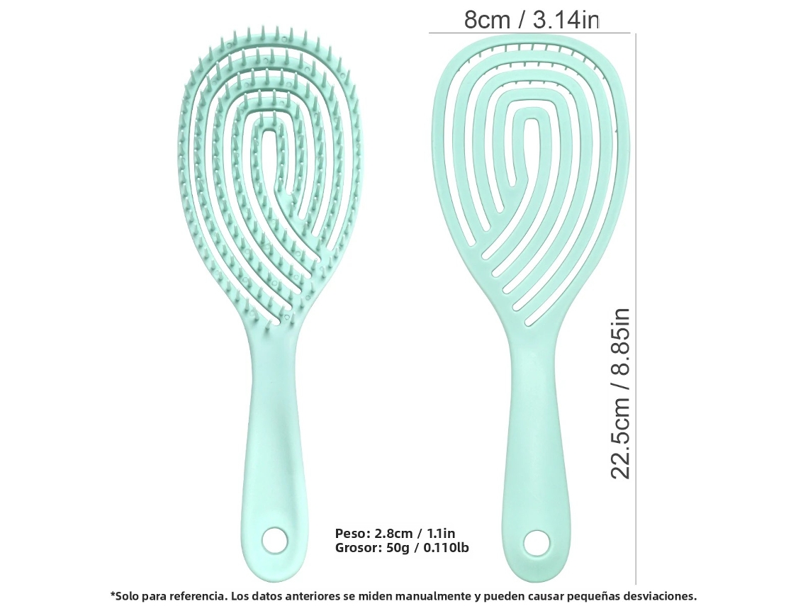 Escova de Cabelo Oca para Secagem e Massagem Rápidas do Couro Cabeludo Desembaraça os Cabelos e Cria Penteados. MDUG (verde)