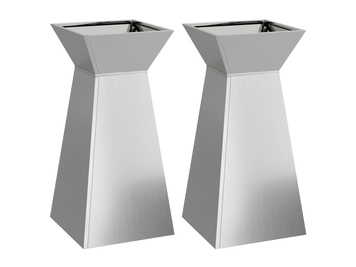 Conjunto 2 Vaso De Jardim Vidaxl Prateado Aço (35 X 35 X 73 Cm)