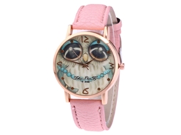 Reloj De Cuarzo Con Correa De Cuero Pu Unisex Casual Con Dial Personalizado (rosa)