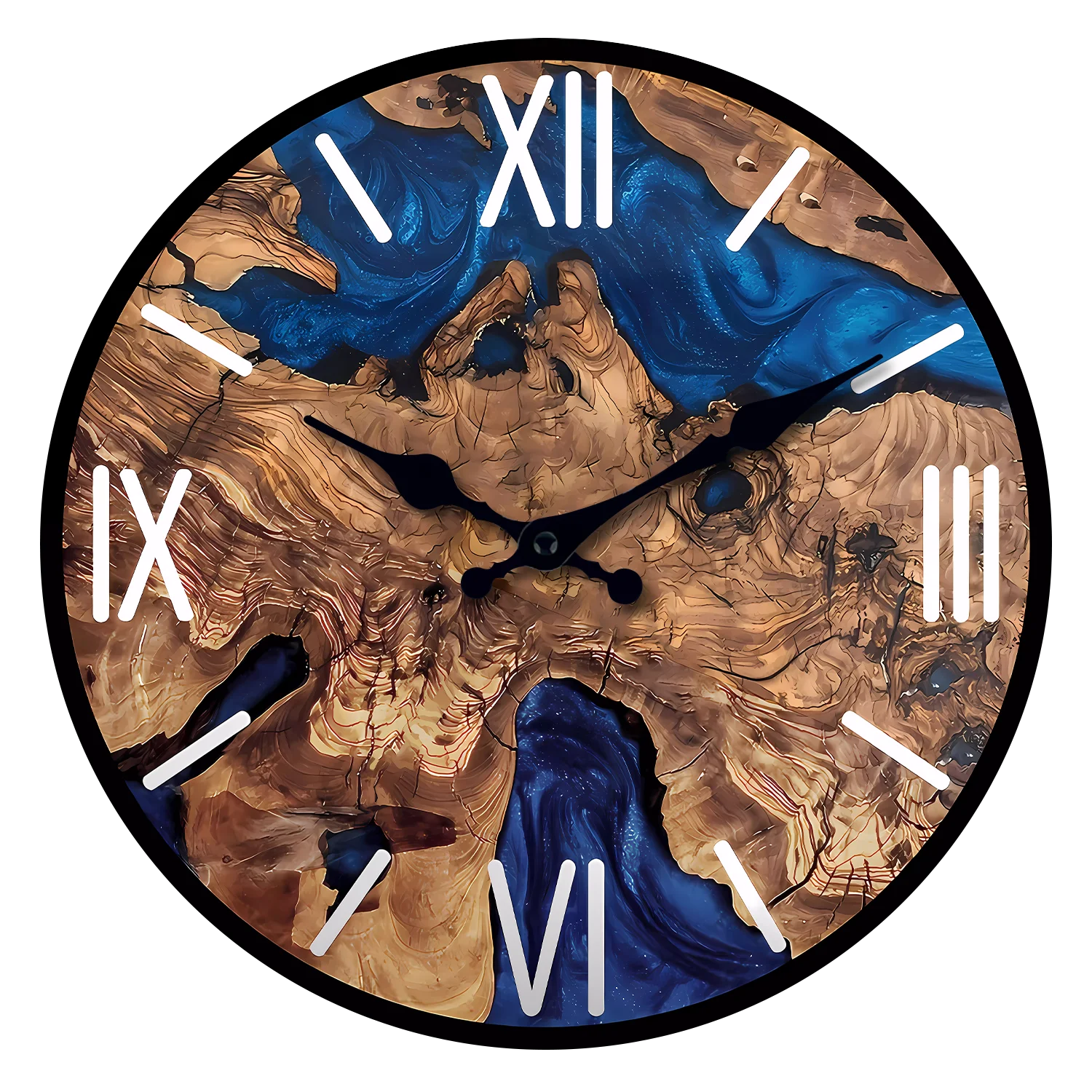Relógio De Parede De Madeira Com Numerais Romanos Abstratos (10 Polegadas), Relógio De Quartzo Silencioso