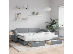 Sofá cama con cajones 90x200 cm Tela gris claro