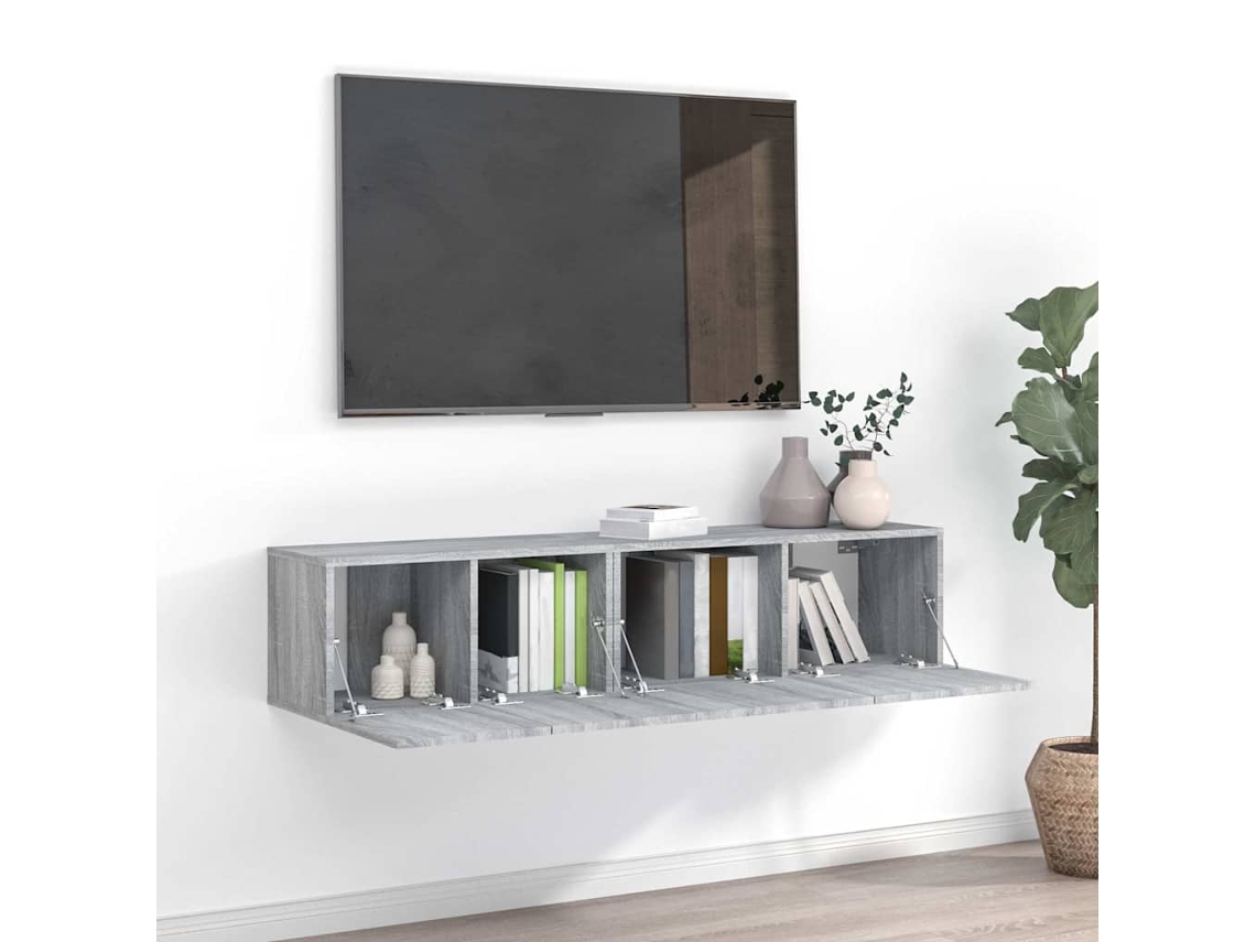 Vidaxl Conjunto Móveis De Tv 2 Pcs Madeira Processada Sonoma Cinza