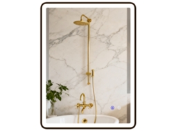 Espelho de Banheiro Led Espelho de Maquiagem Dimmerável Antiembaça com Iluminação Moldura Preta 80x60cm Ge