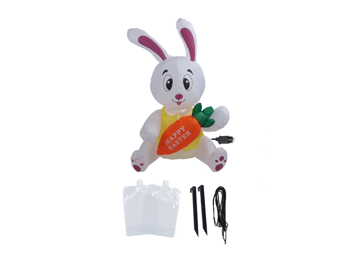 Boneca Inflável Coelho Feliz Páscoa com Luzes LED 152cm para Decoração Exterior IP44 com S/MARCA