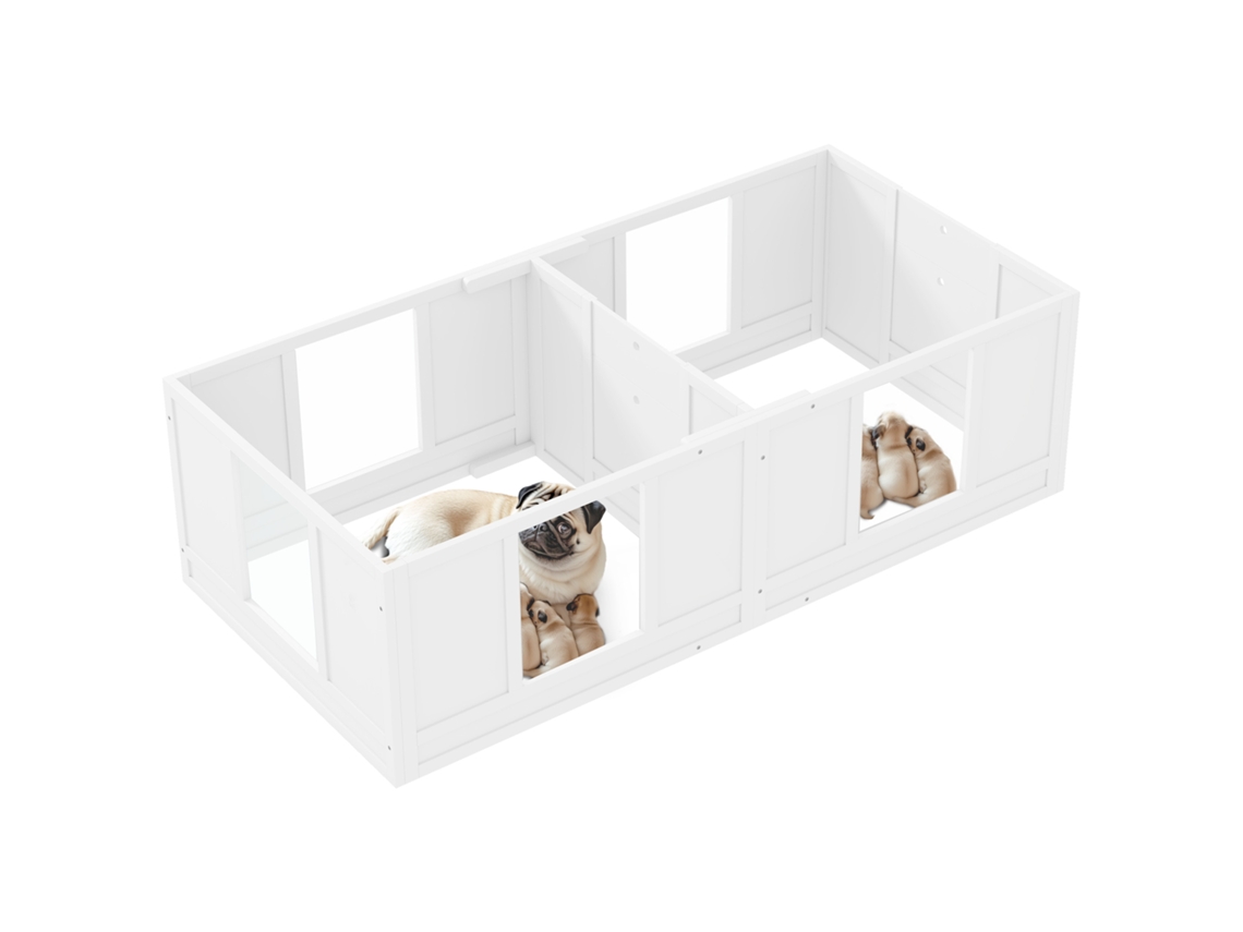 Caixa De Transporte Para Cães, Com Painéis Transparentes, Design De 2 Compartimentos, Para Cães De Pequeno Porte.