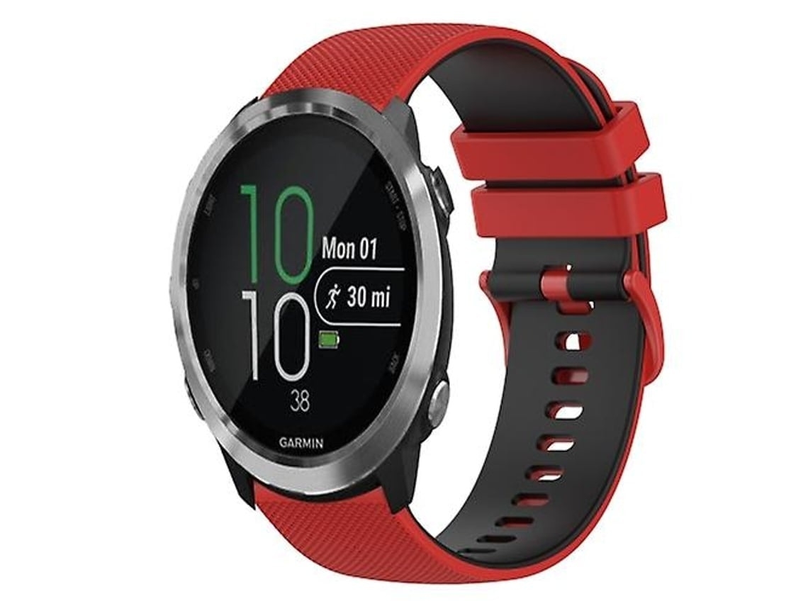 Pulseira De Relógio Lurelia Para Garmin Forerunner 645 20 Mm Xadrez Bicolor Silicone Vermelho Preto