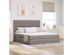 Vidaxl Cama Com Arrumação E Colchão Cinzento-acastanhado 160 X 200 Cm