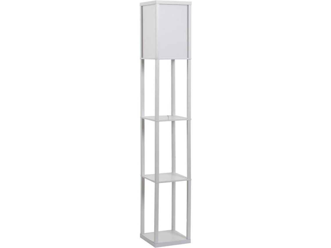 Candeeiro de Pé com Prateleiras MDF, Acrílico cor Branco 26x26x160cm HOMCOM