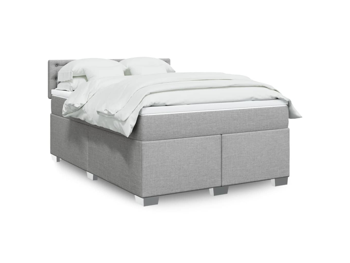 Vidaxl Cama Com Molas/colchão 140x190 Cm Tecido Cinzento-claro