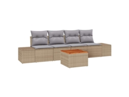Maison Exclusive - Conjunto De Sofá De Jardim Com Almofada 5 Pcs Bege Vime Pe
