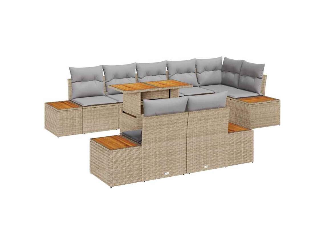 Maison Exclusive - Conjunto De Jantar Para Jardim Com Almofada 9 Pcs Bege E Cinza