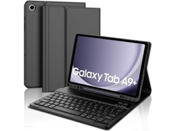 Capa Protetora Minimalista Preta Teclado Bluetooth Preto Com Teclas Quadradas, Compatível Com Os Modelos Samsung Tab A9/a11 De 11 Polegadas. Yunzii