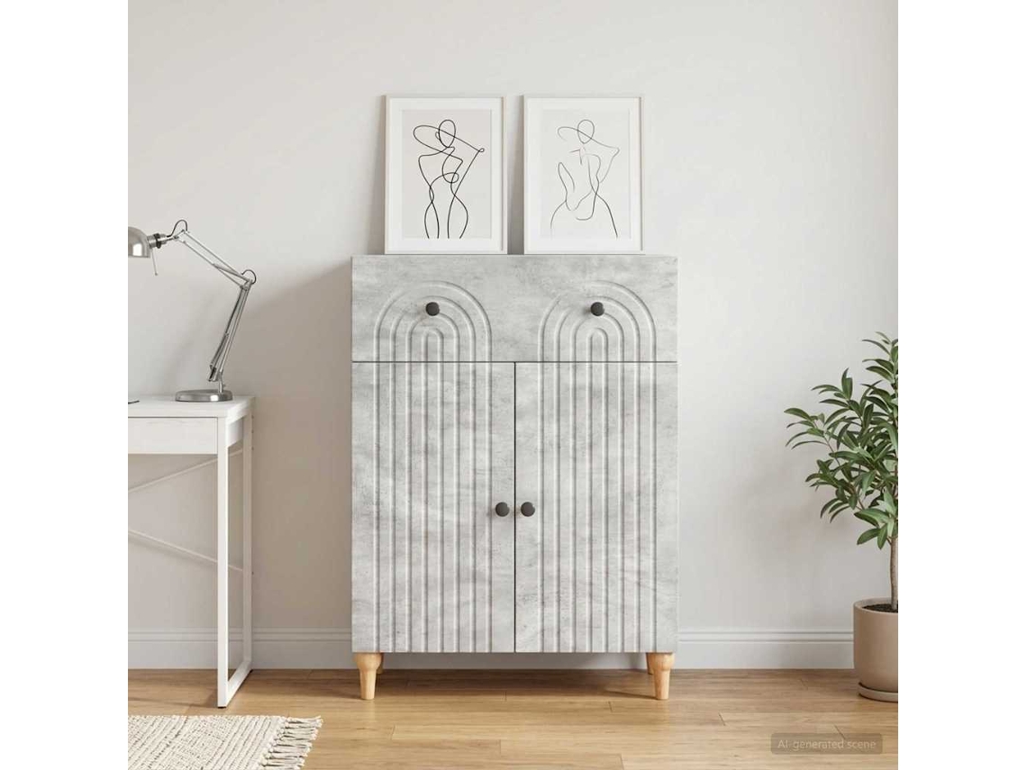Vidaxl Buffet Cinzento Cimento 66 X 34,5 X 90 Cm Derivados De Madeira
