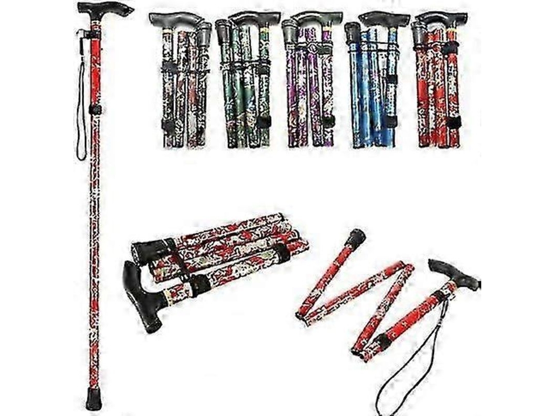 Cajado Plegable Ajustable de Aluminio para Caminhada Camping Auxiliar de Mobilidade Durável Jki10black
