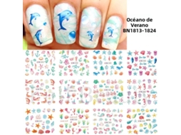 Adesivos de Unhas com Tema Oceânico, Decorações de Unhas para o Verão. MDUG