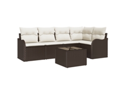 Conjunto 6 Conjunto De Sofá De Jardim Vidaxl Castanho Vime Pe (55 X 55 X 37 Cm)