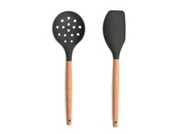 Jogo De 2 Utenslios De Cozinha De Silicone Para Bancada, 25 26 Polegadas, Com 2 Peas, Utenslios De Cozinha De Madeira. Nostalgia88
