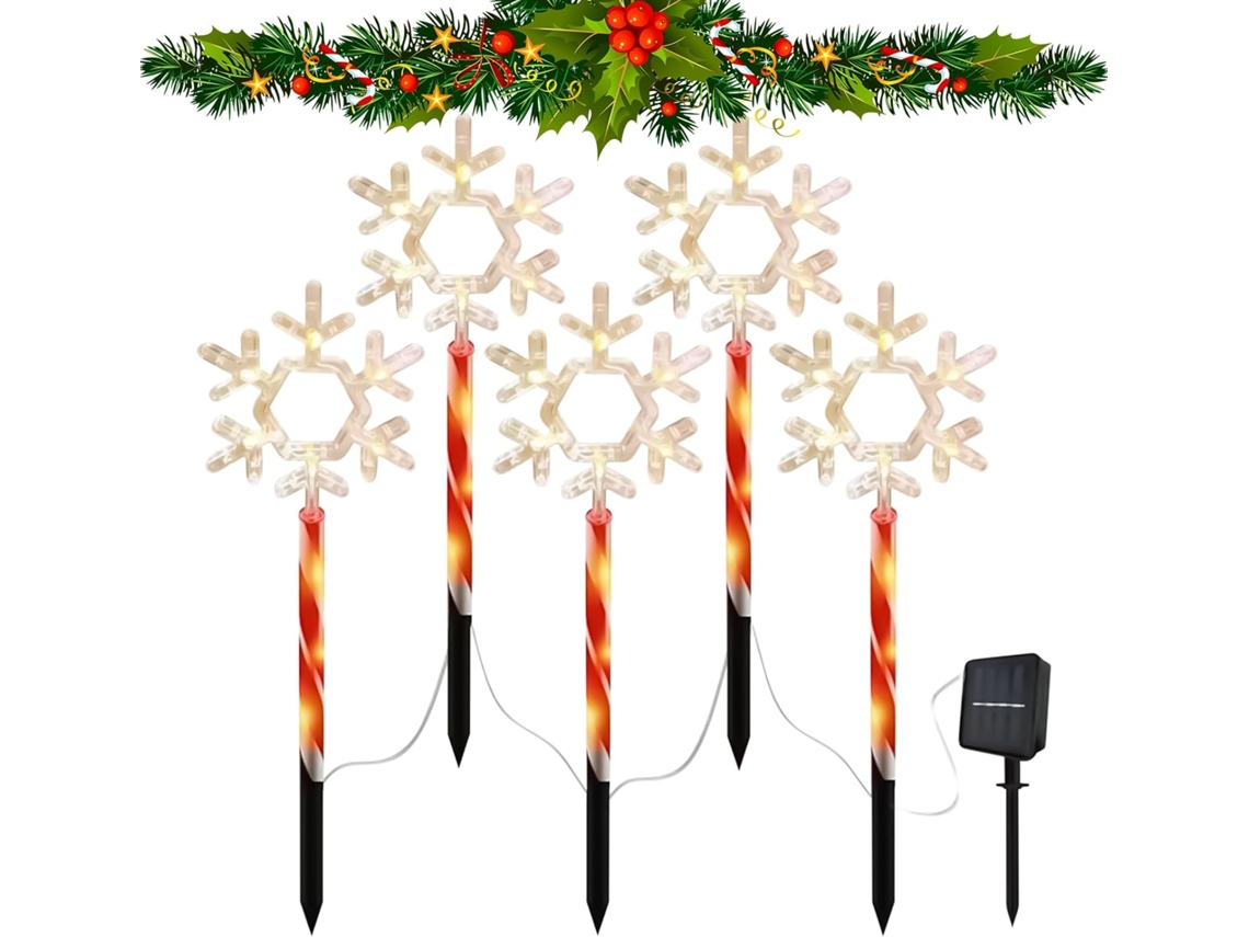 Luminárias Solares Genéricas Para Uso Externo, Conjunto De 5 Peças Com Design De Floco De Neve - Lâmpadas