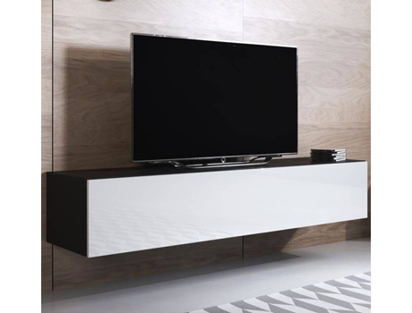 Móvel de TV MÓVEIS BONITOS Luke H2 (160 x 40 x 30 cm - Melamina - Preto e Branco)