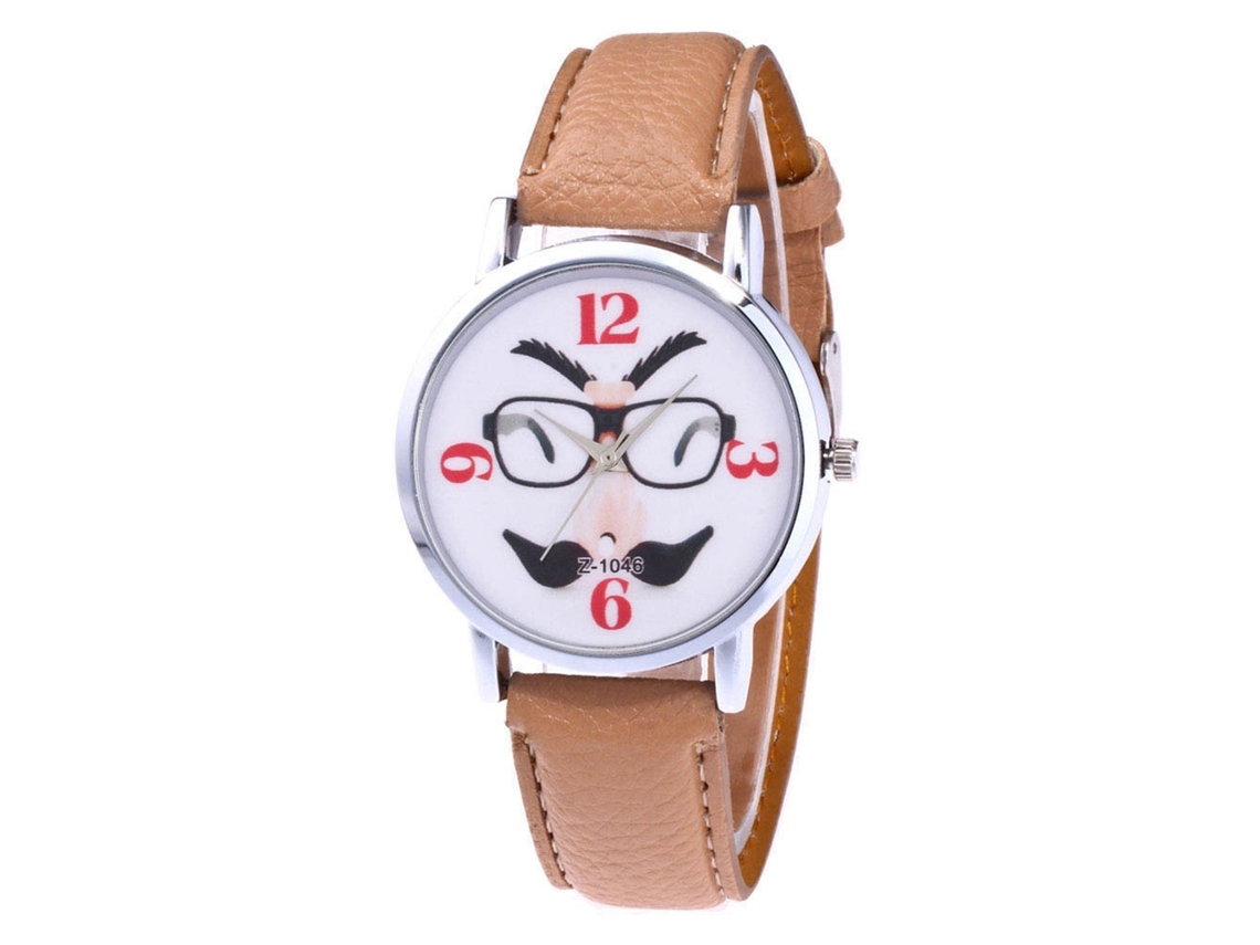 Relógio de casal Zhoulianfa Quartz com pulseira de couro PU (bege)