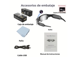 Óculos com Câmera Wifi Hd 1080p , Lente Polarizada e Dupla Estabilização de Imagem. MDUG (cartão de 64 Gb)