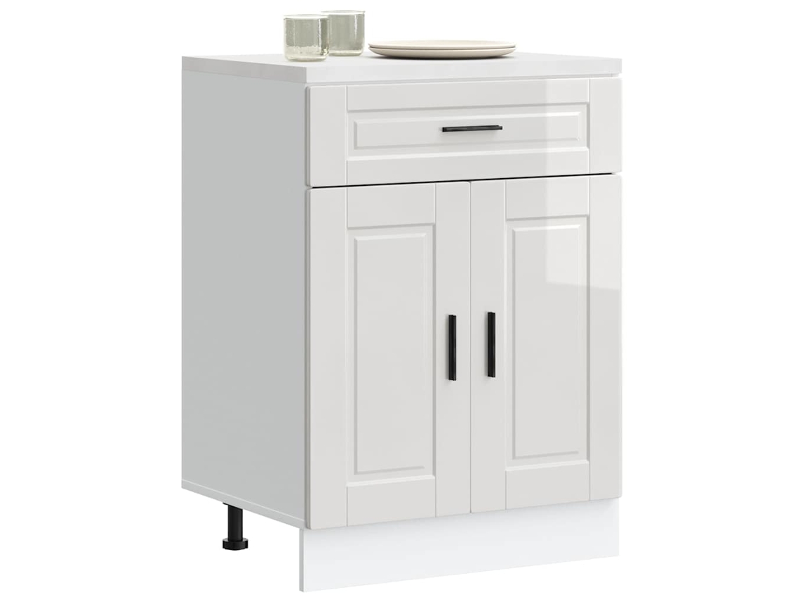Vidaxl Armário Base Cozinha Porto Derivados Madeira Branco Brilhante