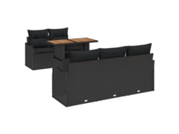 Conjunto 6 Móveis De Jardim Vidaxl Preto Vime Pe (100 X 55 X 73 Cm)