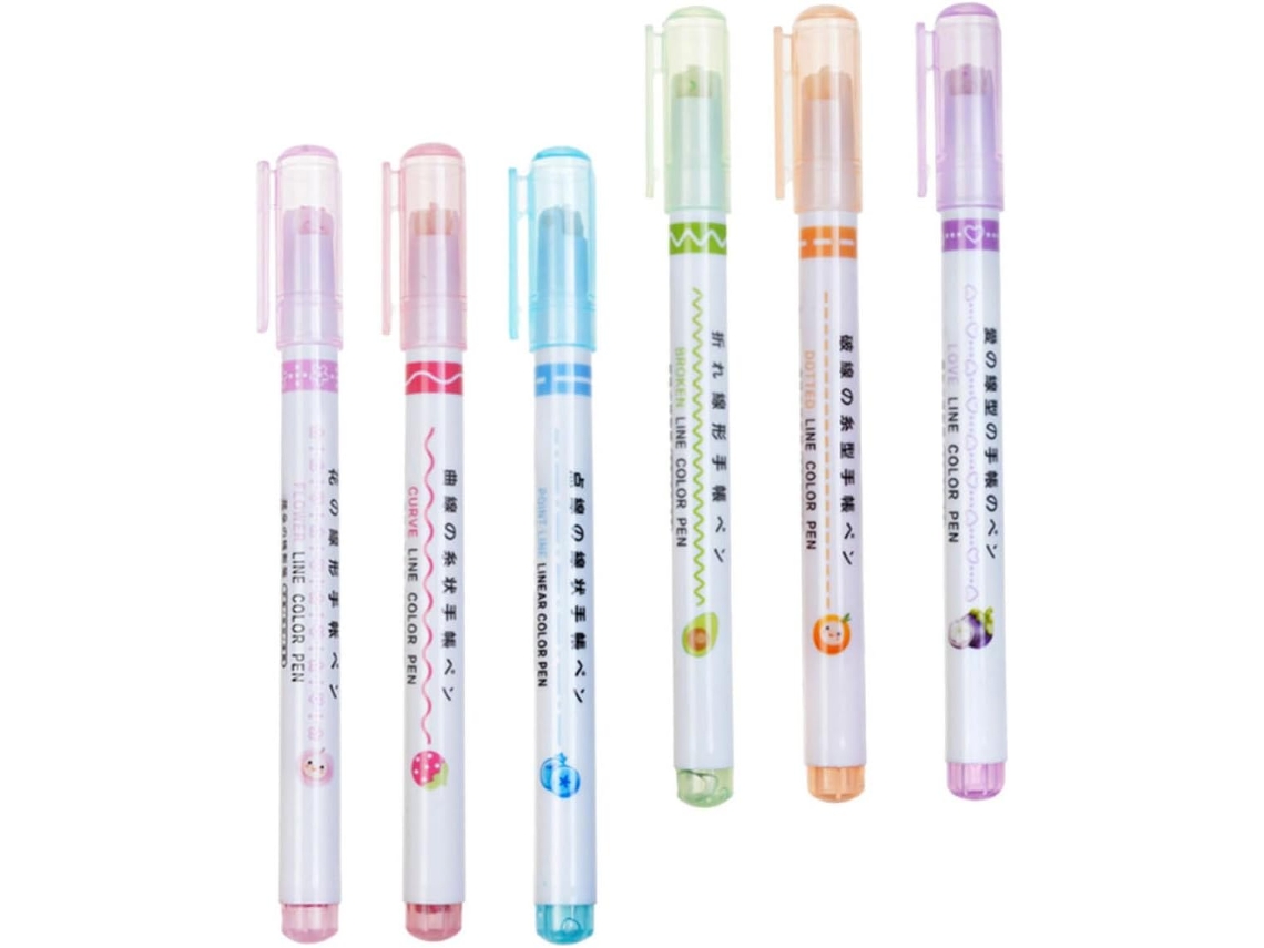 Conjunto De Marcadores Fluorescentes Roller Para Estudantes, 6 Peças