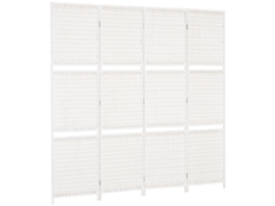 Biombo De 4 Painéis Dobrável Separador De Ambientes Divisor De Com Prateleiras 181x180cm Branco