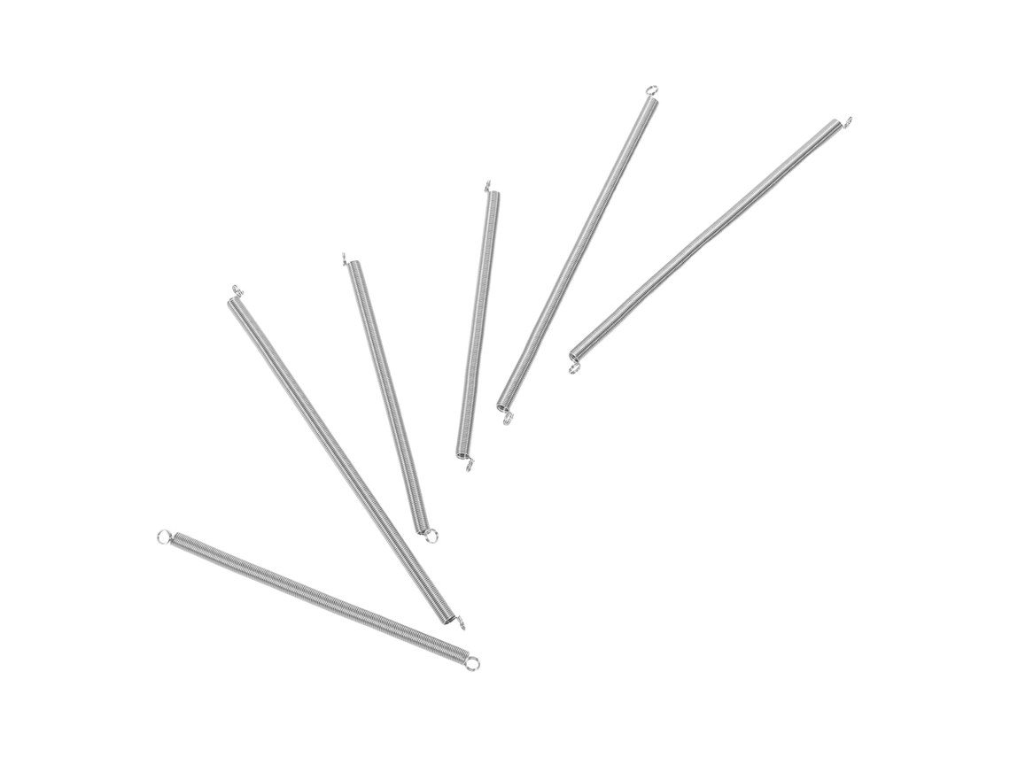 Conjunto De 6 Molas De Extensão Em Aço Inoxidável Prateado Com Ganchos Elásticos.