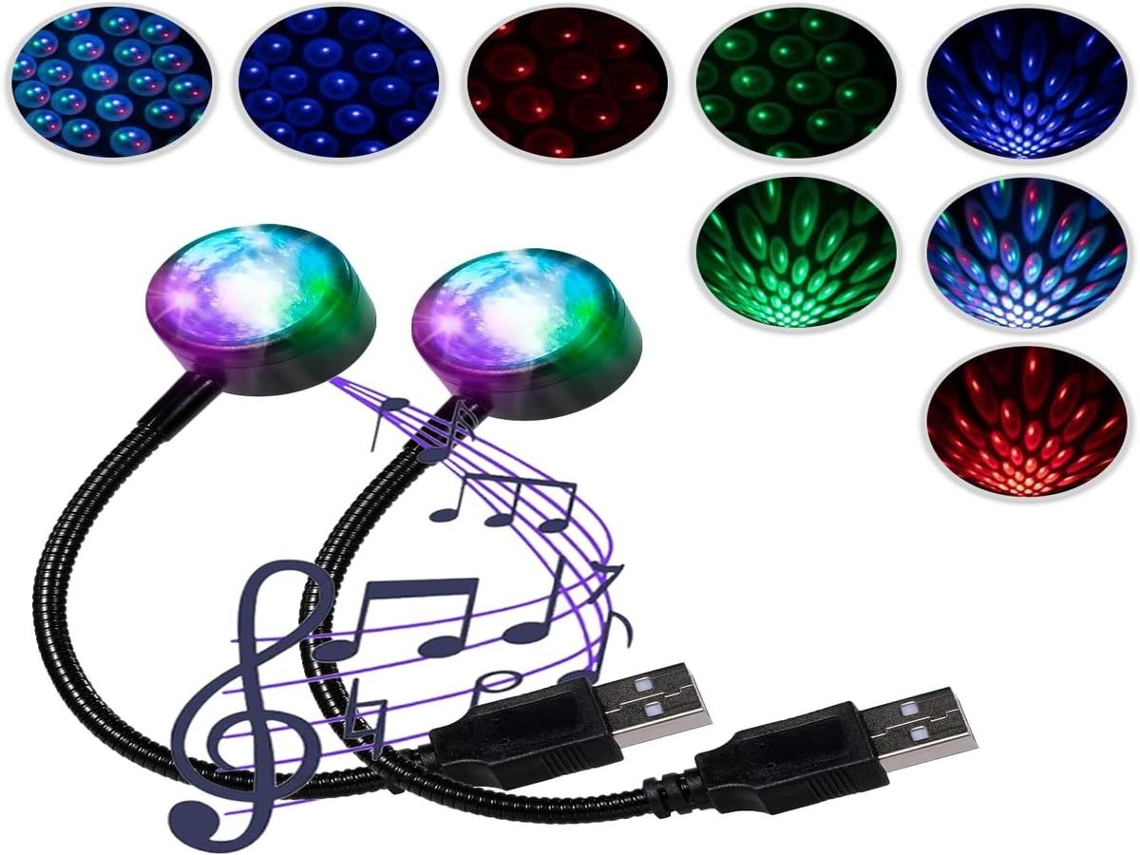 Projetor automotivo USB LED Lurelia, 9 modos, rotação de 360°, céu estrelado, sol integrado, vermelho