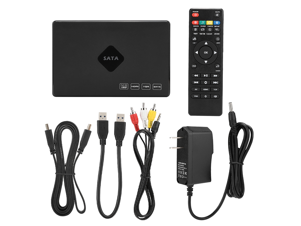Player De Mídia Com Reprodução Full Hd 1080p E Hd Sata 2.5 Polegadas