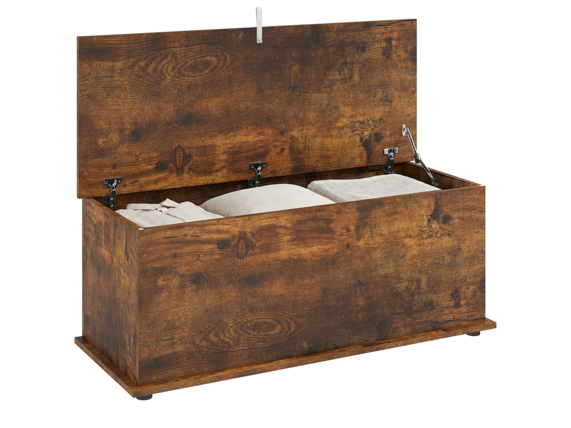Banco De Arrumação Com Capacidade Para 120 Kg, Ideal Para Quartos E Entradas, Em Madeira, 100x40x40 Cm, Castanho.