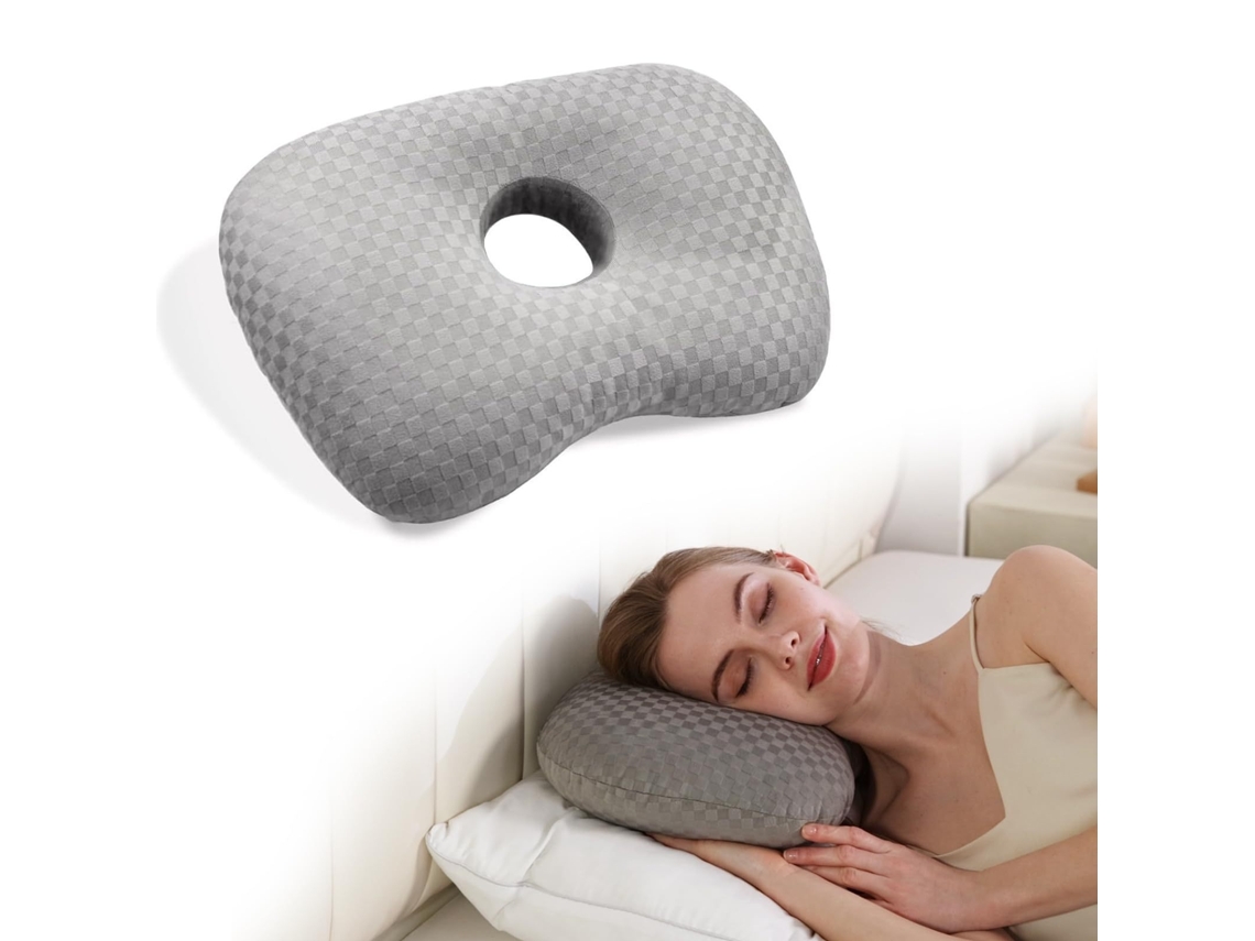 Lurelia Travesseiro Com Orifício Para Orelha, Ergonómico, Capa Lavável, Ajustável, Para Dormir De Lado