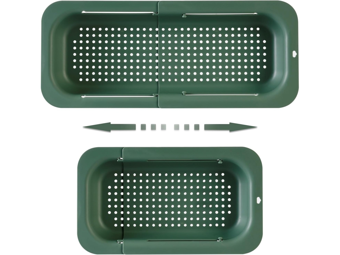 Escorredor De Pia Dobrável Plástico, Verde: Perfeito Para Lavar Frutas E Verduras, Escorrer Massas E Secar Louça, Ajustável Para Usar Sobre A Pia