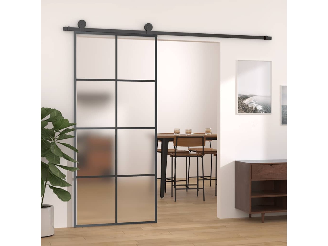 Vidaxl Porta Deslizante C/ Conj. Ferragens 90x205cm Vidro Esg/alumínio