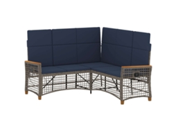 Maison Exclusive - Conjunto De Sofá Reclinado Para Jardim Cinza E Azul Marinho