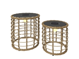 Luminária solar, conjunto de 2, luminárias solares de vime com sensor de luz, luz solar LED em estilo boho, IP44