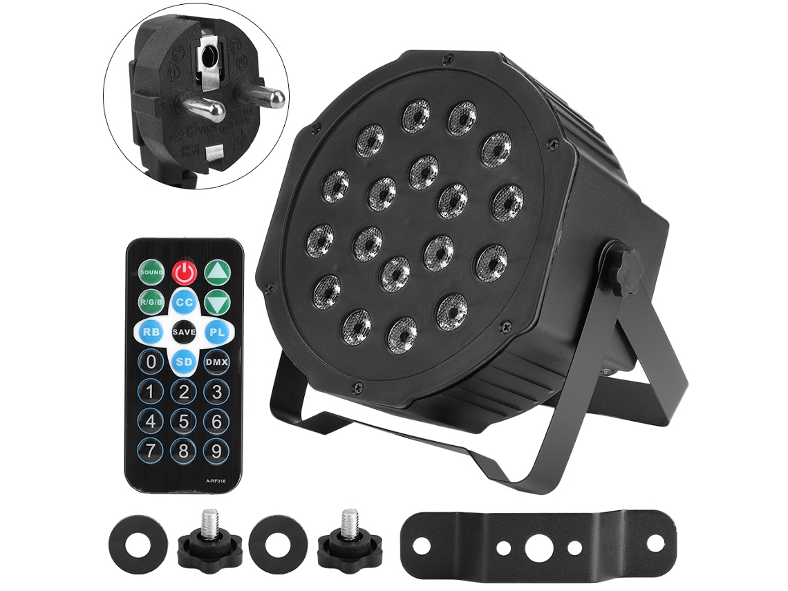 Luz de Palco Led Rgb 18w 4 Unidades com Controle Remoto