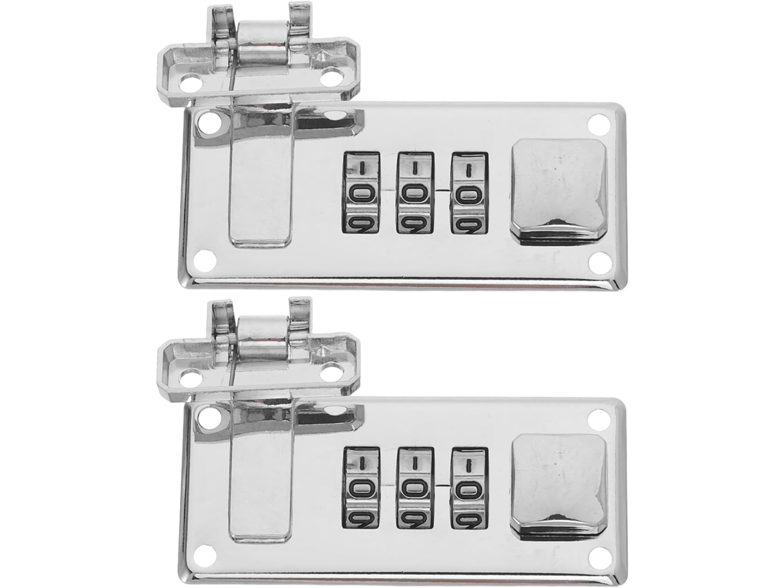 Conjunto De 2 Cadeados Combinação 3 Dígitos Em Liga Zinco Prateado Para Bagagem, Universais E Portáteis, Ideais Para