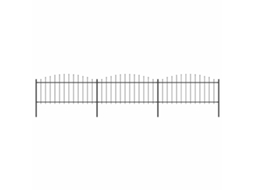 Vidaxl Cerca De Jardim Com Ponta De Lança Em Aço 504x75 Cm, Preta