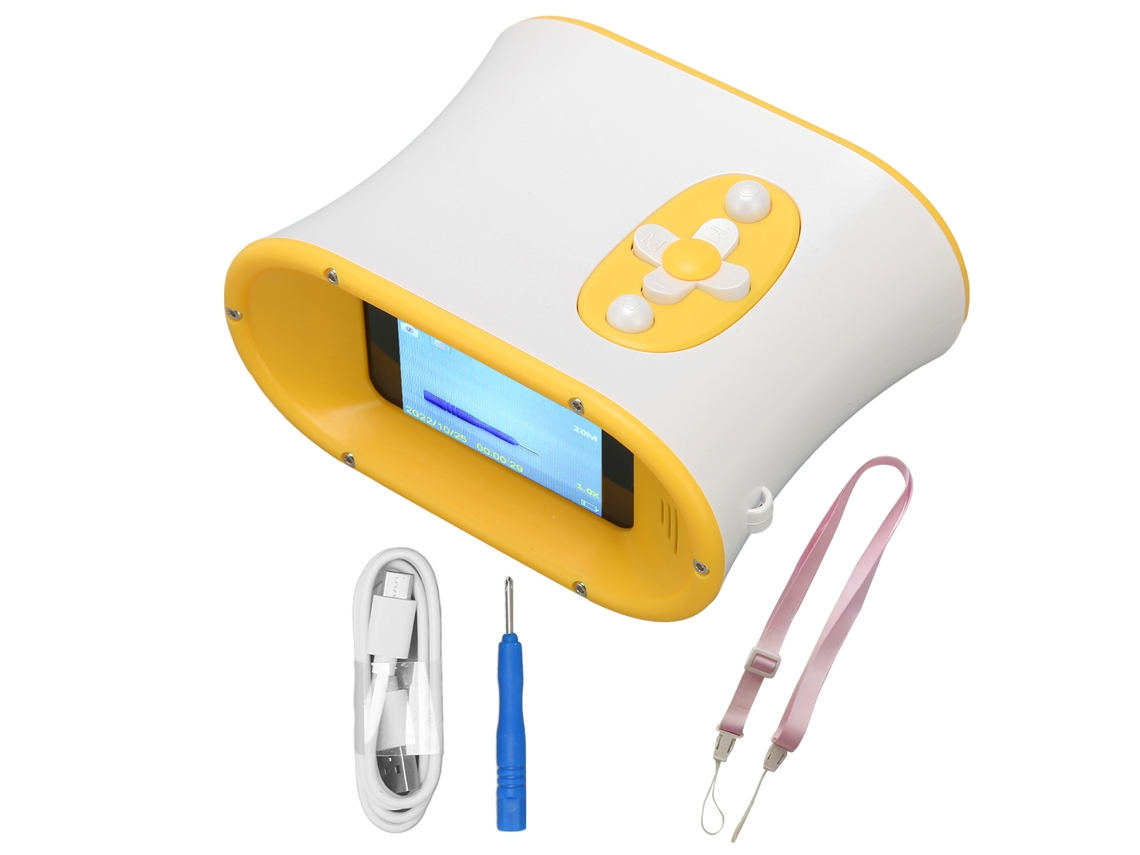 Câmera binóculo infantil DT15 com tela LCD de 2,4 polegadas, zoom digital 8x, 1080p para observação de aves, amarelo S/MARCA