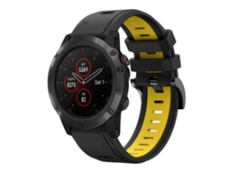 Bracelete de Smartwatch para Garmin Fenix 5 Plus 22mm de silicone esportivo de duas cores (preto + amarelo)